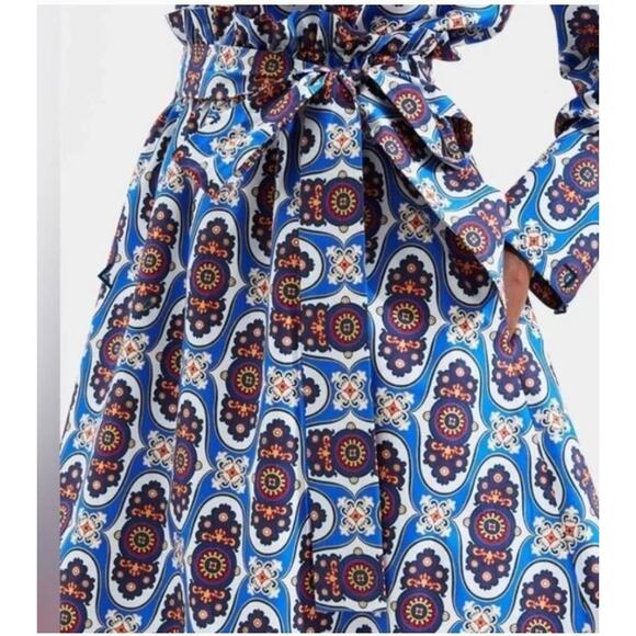 LA DOUBLEJ Sz S Small Sardegna Skirt Amalfi Print Blue Navy Gold Cotton Midi - Picture 8 of 10